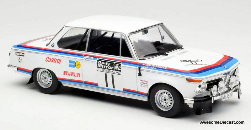 IXO  2002 ラリー ミニカー 1/18 1973 中古品 BMW 2002 #11, White 1973 RAC Rally 1:18 Diecast Model Car by IXO