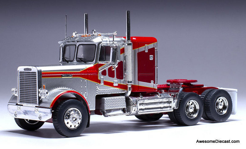 TOUGH 43 シルバー トラック 1/43 1977 Freightliner FLC 120 64T Sleeper Tractor, Red/Silver 1:43