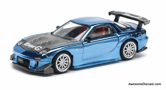 ミニカー POPRACE 1/64 MAZDA RX7 RE-AMEMIYA Mazda RX7 RE-AMEMIYA, Blue Chrome 1:64 Diecast Model Car by Pop