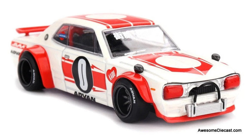 Nissan Skyline 2000GT-R (KPGC10) Kaido Works V2, White/Red 1:64