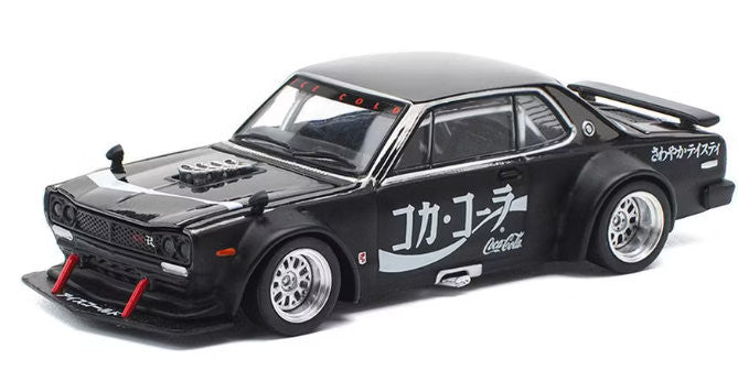 ミニカー milkcocoa Nissan Skyline GT-R V8 Drift (HAKOSUKA) - Coca Cola JP, Black 1:64