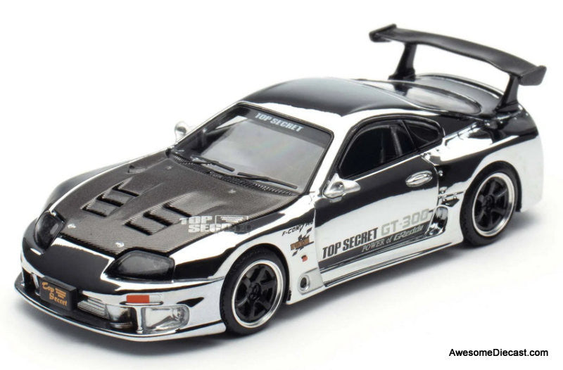 Toyota Supra GT300 Top Secret, Chrome Silver 1:64 Diecast Model