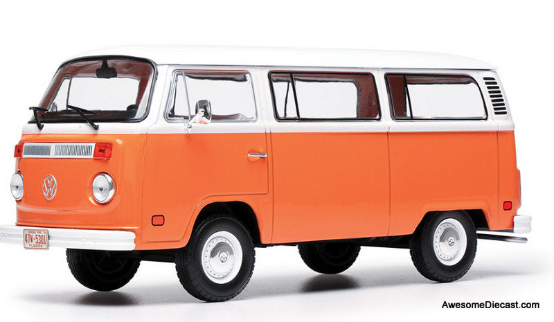 1974 Volkswagen T2 Bus, Orange/White 1:24 Diecast Model Car by IXO