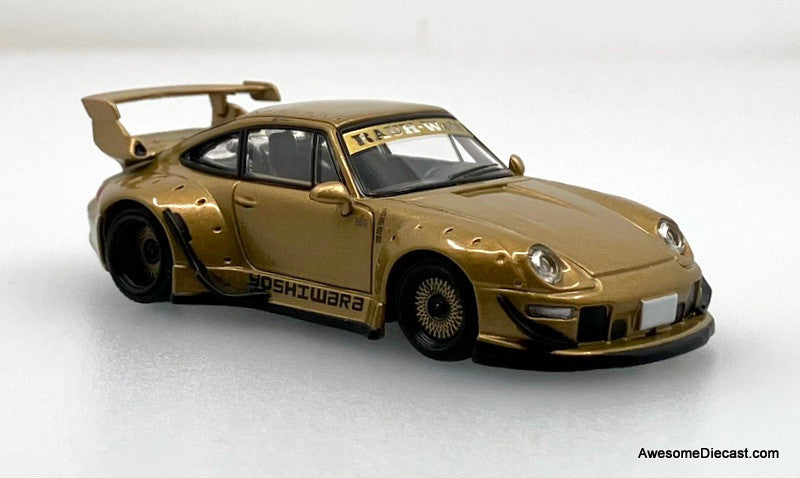 Porsche 993 RWB, Gold 1:64 Diecast Model Car by Model M – Awesome