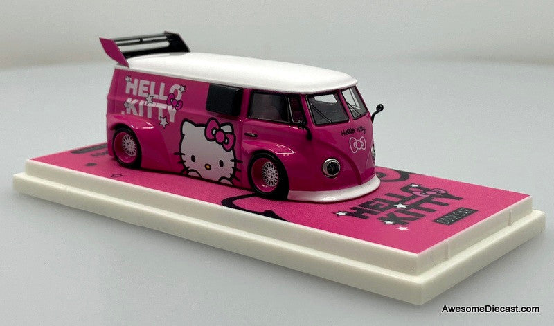 ハローテディT Volkswagen T1 Van, Dark Pink Hello Kitty 1:64 Diecast Model Car by
