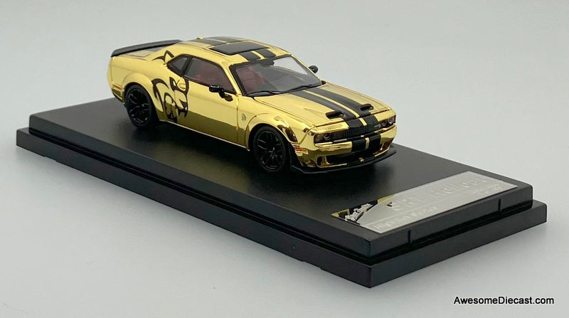 Dodge Challenger SRT Hellcat, Gold Chrome 1:64 Diecast Model Car