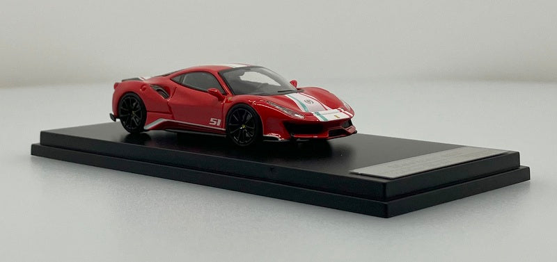 Ferrari 488 Pista, Red/White 1:64 Diecast Model Car by Ichiban