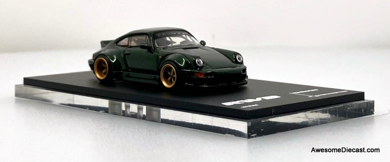 Porsche 964 RWB, Metallic Green 1:64 Diecast Model Car by Time