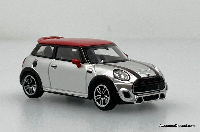 Mini Cooper John Cooper Works, Silver/Red 1:64 Diecast Model Car