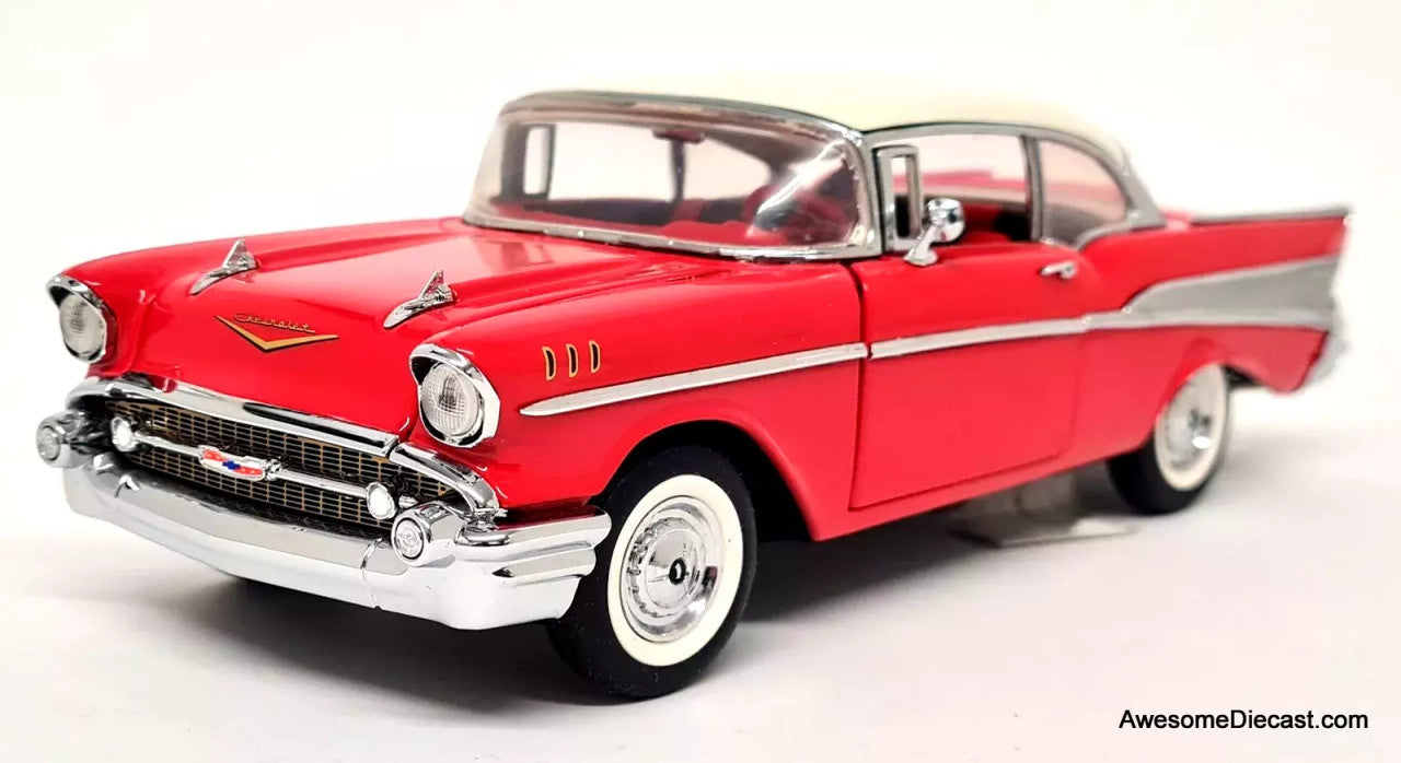 1957 Chevrolet Bel Air - Red/White 1:24 Diecast Replica by