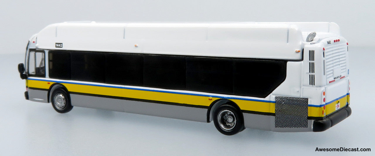 NFI Xcelsior XN40 Transit Bus: Yellow Stripe 1:160 (N Scale) Diecast Model Bus by Iconic Replicas
