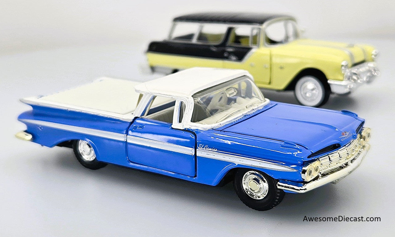 1959 Pontiac Safari & 1959 Chevrolet El Camino 2-Pack - 1:43 Diecast Car Model by Road Champs