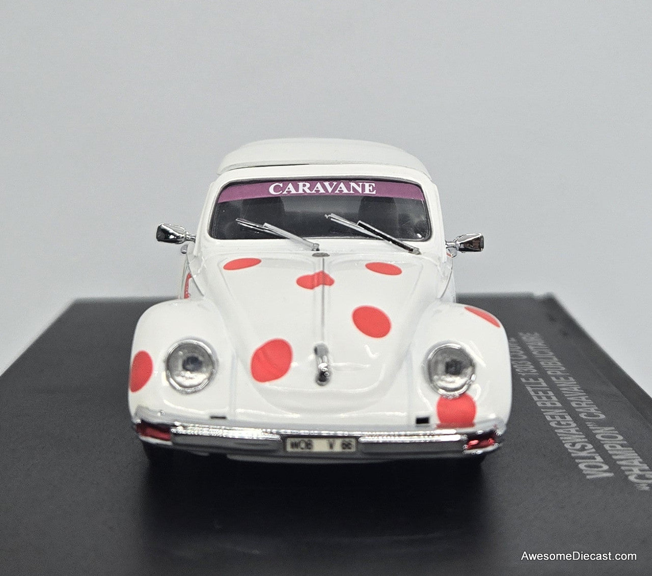 Volkswagen Beetle Coupe Champion Caravane Publicitaire, White/Custom 1:43 Diecast Model  Eagle's Race