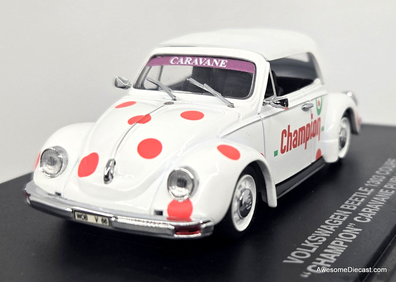 Volkswagen Beetle Coupe Champion Caravane Publicitaire, White/Custom 1:43 Diecast Model  Eagle's Race