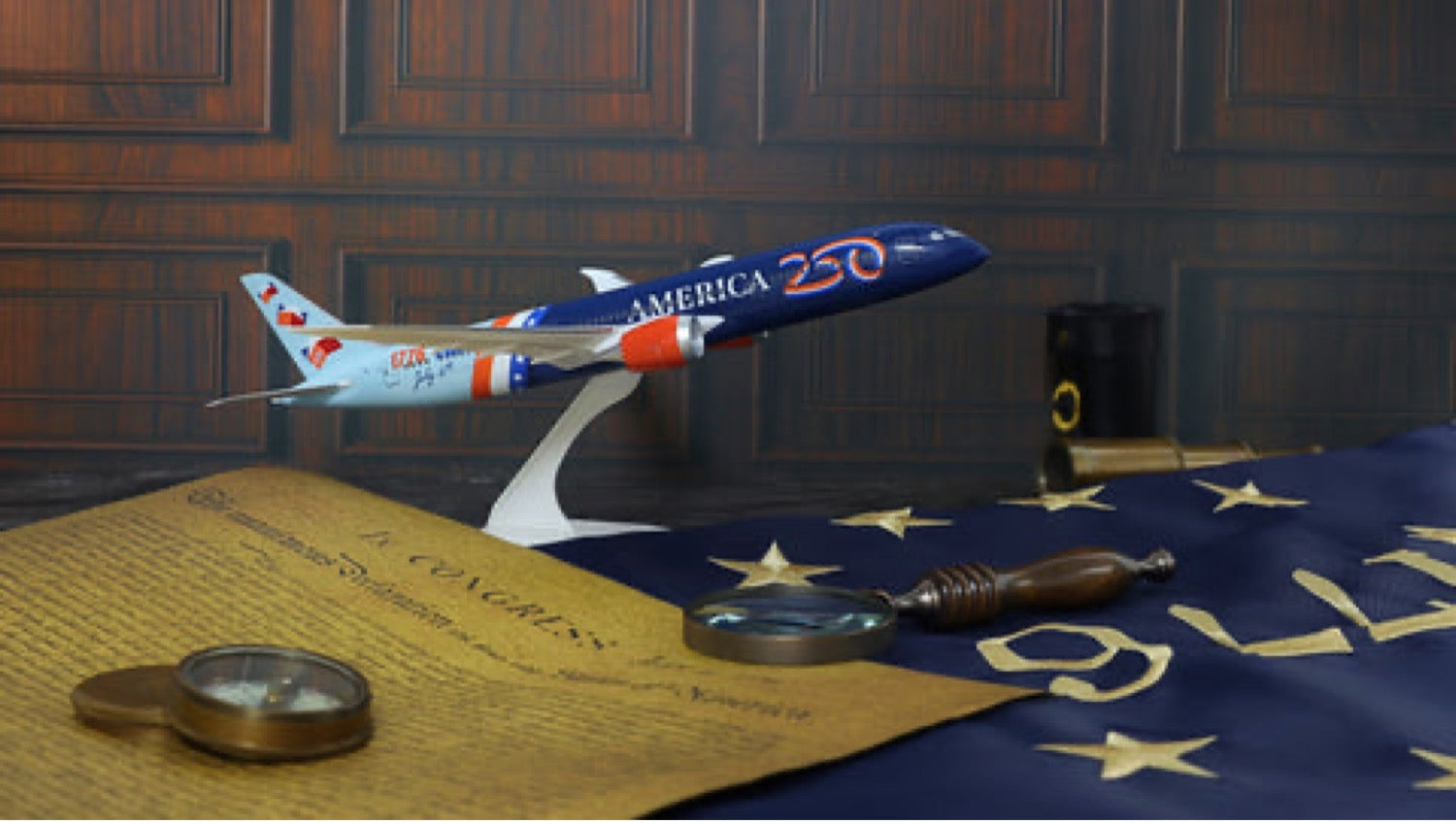 Boeing 787-9 Dreamliner: America 250th Anniversary 1:200 ABS Plastic Model Plane by Sky Marks