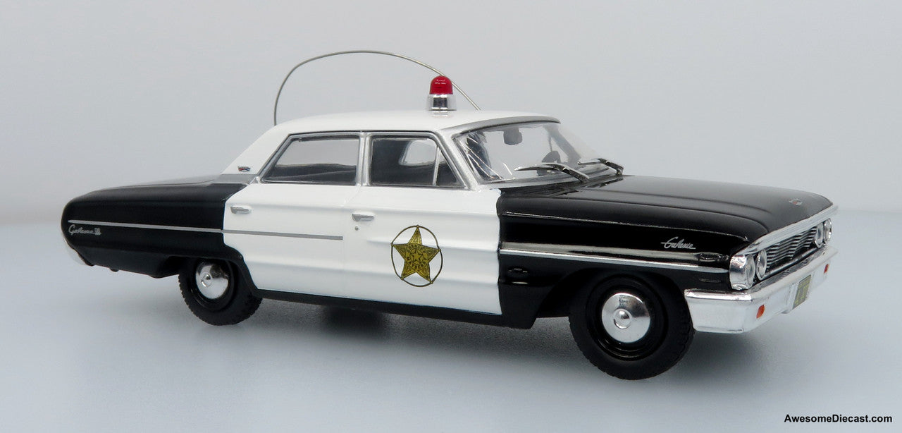 1964 Ford Galaxie 500 Police Car: Mayberry Sheriff (White/Black) 1:43 Diecast Model by Iconic Replicas