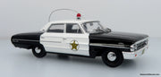 1964 Ford Galaxie 500 Police Car: Mayberry Sheriff (White/Black) 1:43 Diecast Model by Iconic Replicas