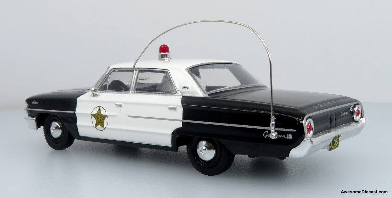 1964 Ford Galaxie 500 Police Car: Mayberry Sheriff (White/Black) 1:43 Diecast Model by Iconic Replicas