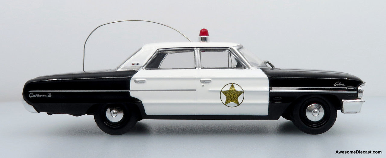 1964 Ford Galaxie 500 Police Car: Mayberry Sheriff (White/Black) 1:43 Diecast Model by Iconic Replicas