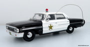 1964 Ford Galaxie 500 Police Car: Mayberry Sheriff (White/Black) 1:43 Diecast Model by Iconic Replicas