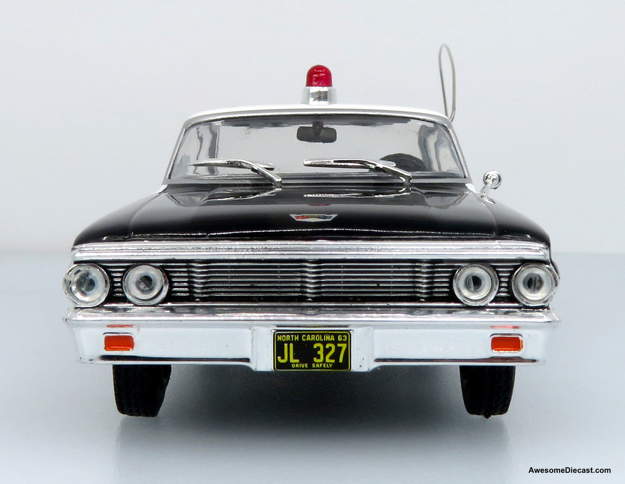 1964 Ford Galaxie 500 Police Car: Mayberry Sheriff (White/Black) 1:43 Diecast Model by Iconic Replicas