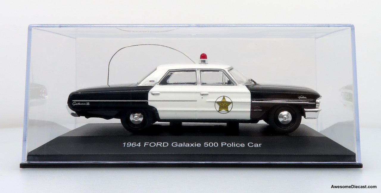 1964 Ford Galaxie 500 Police Car: Mayberry Sheriff (White/Black) 1:43 Diecast Model by Iconic Replicas