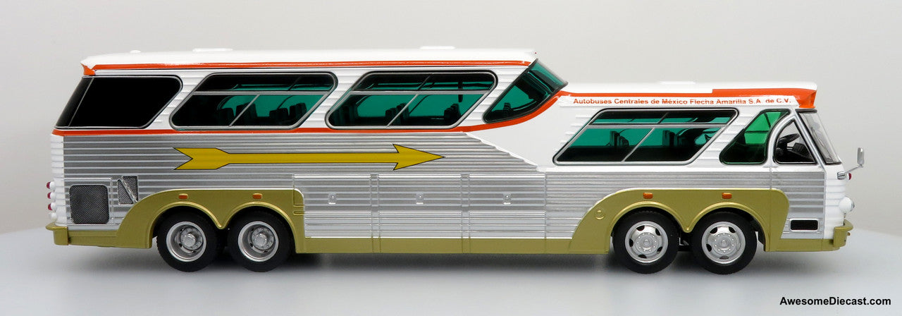 Sultana TM 44-18 SP Panoramico Coach - La Flecha Amarilla (Silver/Yellow) 1:43 Diecast Bus by Iconic Replicas