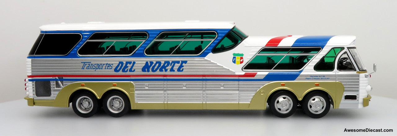 Sultana TM 44-18 SP Panoramico Coach - Transportes del Norte (Silver/Blue/Red) 1:43 Diecast Bus by Iconic Replicas