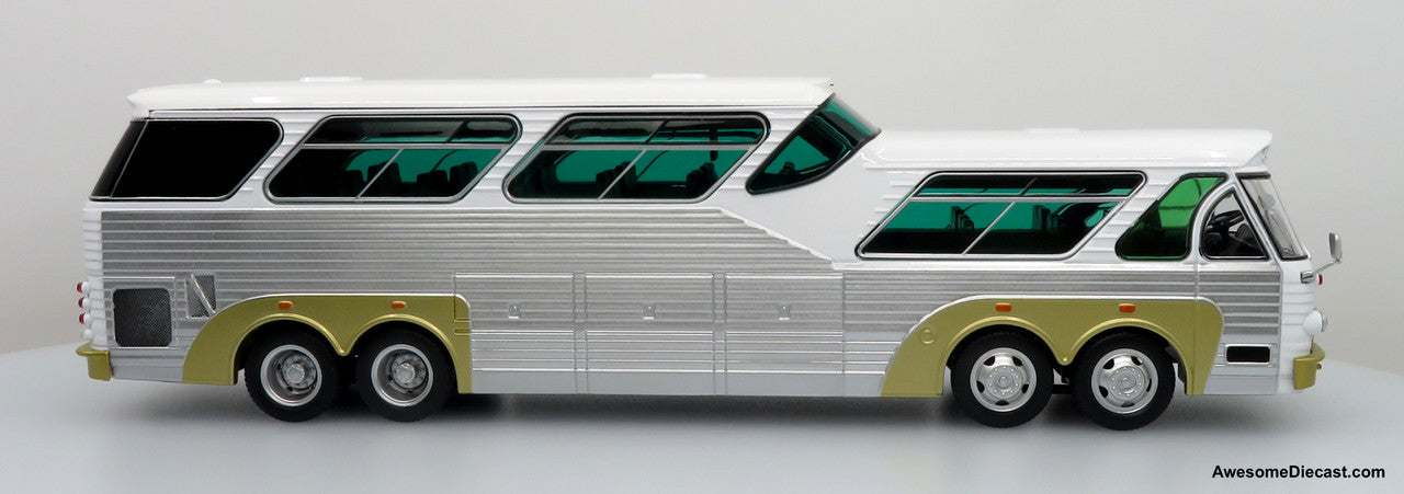 Sultana TM 44-18 SP Panoramico Coach - Blank White (Silver/Green) 1:43 Diecast Bus by Iconic Replicas
