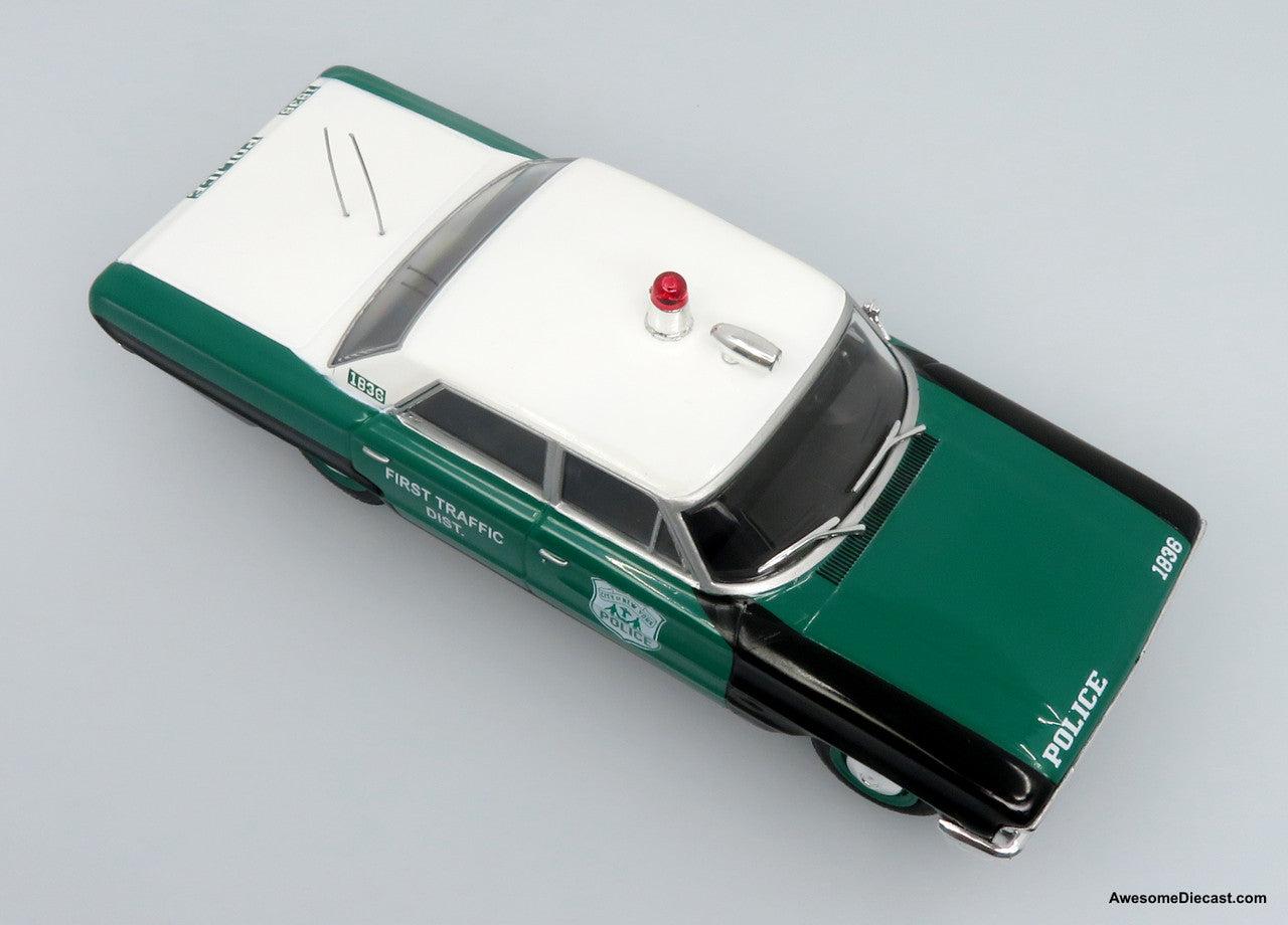1964 Ford Galaxie 500 Police Car: New York Police Department (Green/Black) 1:43 Diecast Model by Iconic Replicas