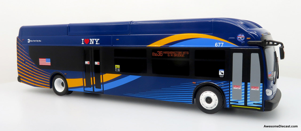 NFI Xcelsior XN40 Transit Bus: MTA New York City — Bus Bank 1:43 ABS Plastic Bus Model by Iconic Replicas