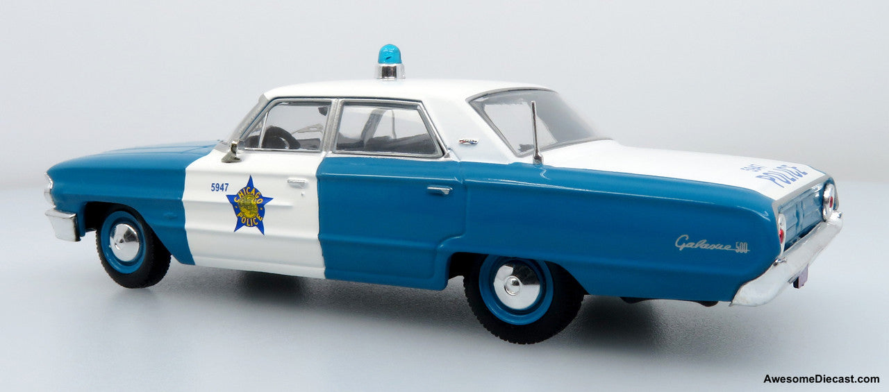 1964 Ford Galaxie 500 Police Car: Chicago Police Department 1:43 Diecast Model Car by Iconic Replicas
