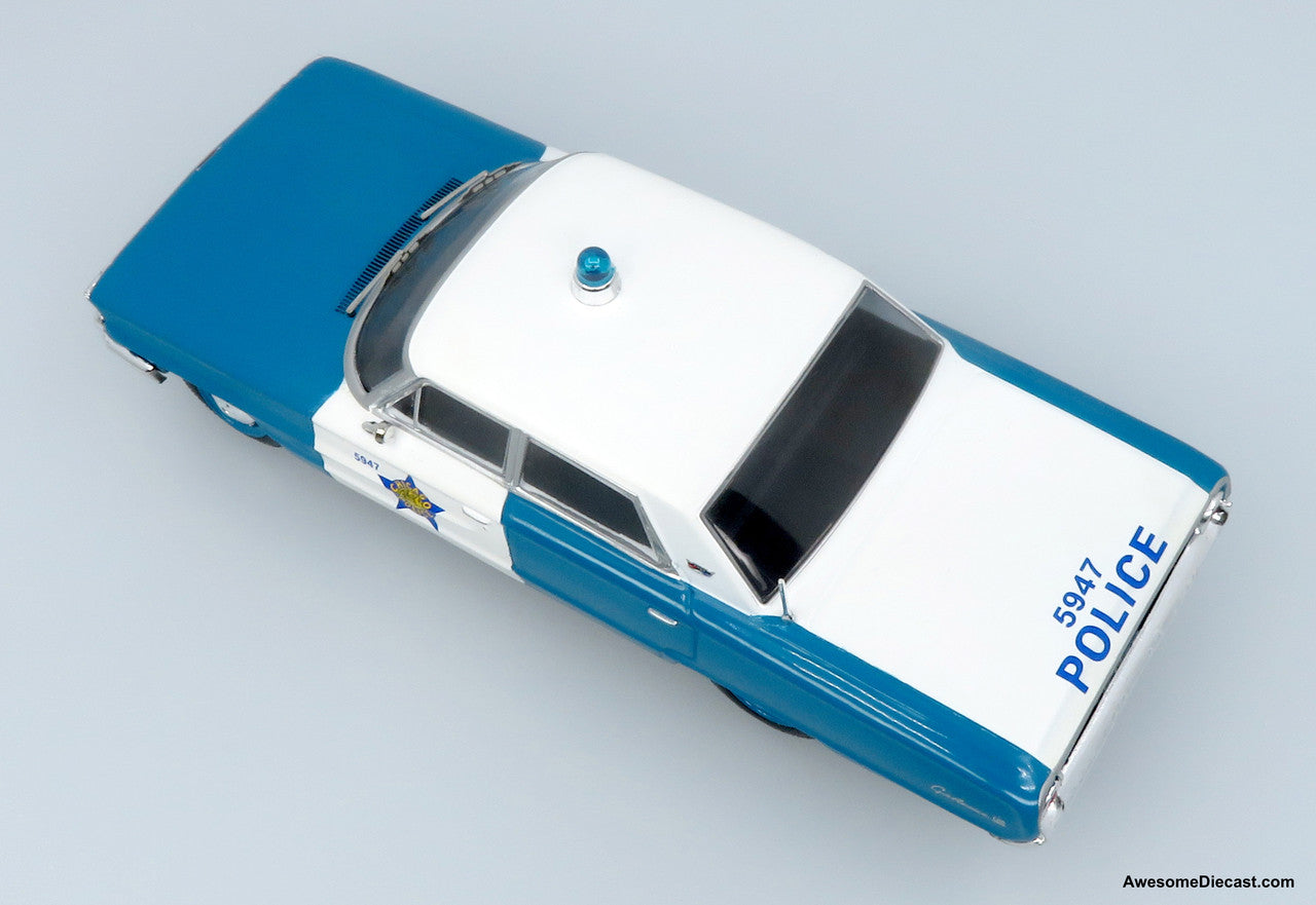 1964 Ford Galaxie 500 Police Car: Chicago Police Department 1:43 Diecast Model Car by Iconic Replicas
