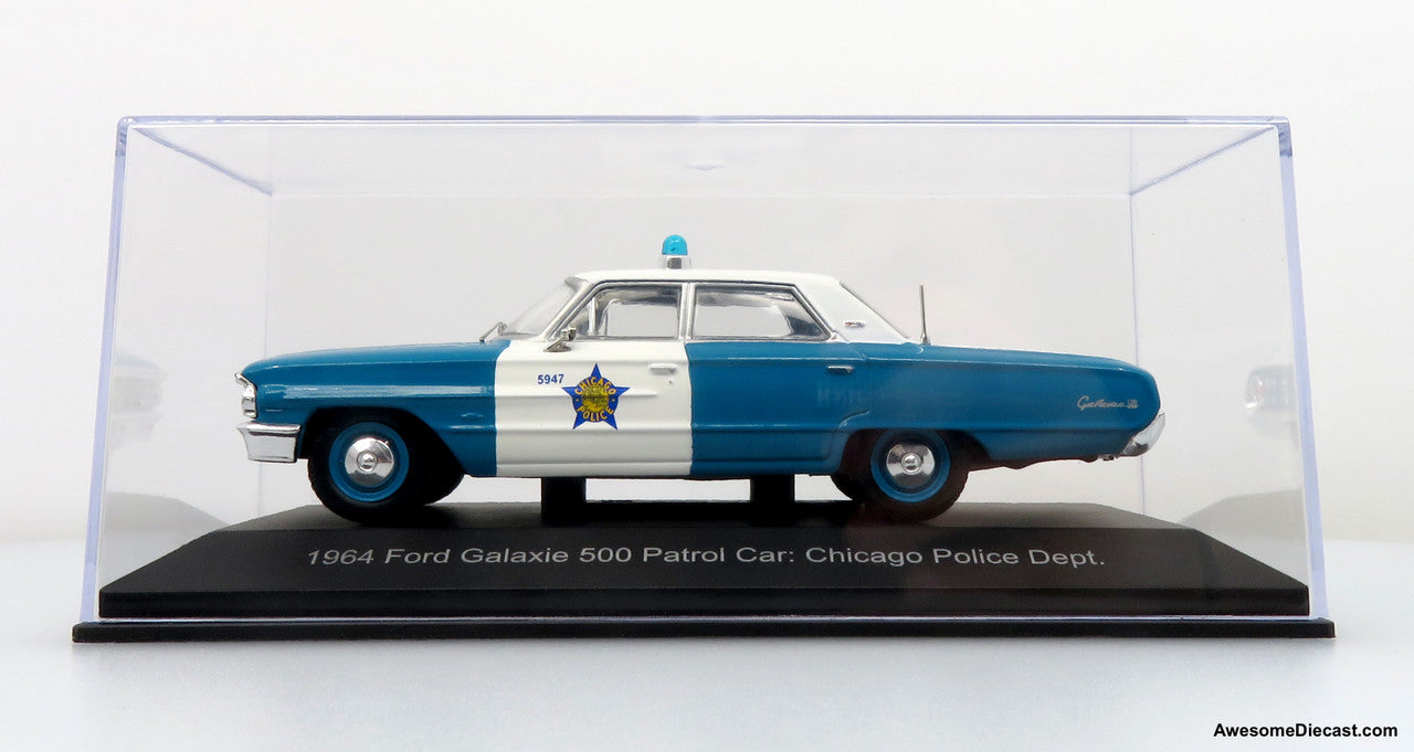 1964 Ford Galaxie 500 Police Car: Chicago Police Department 1:43 Diecast Model Car by Iconic Replicas