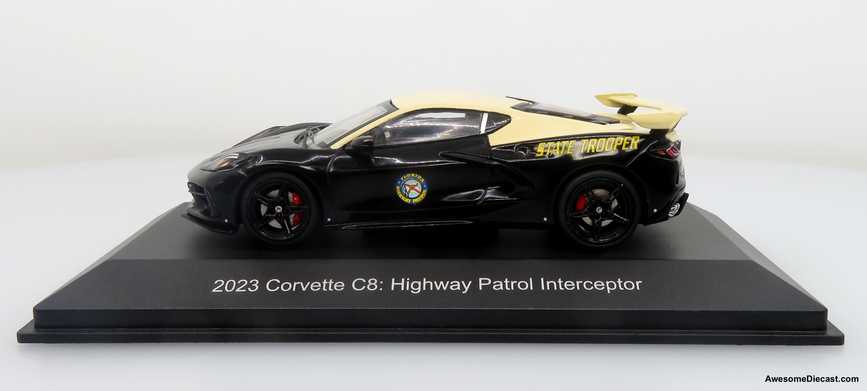 Chevrolet Corvette C8 Stingray Police Interceptor: Florida Highway Patrol (FHP) 1:43 Diecast Model Car by Iconic Replicas