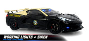2023 Chevrolet Corvette C8 Stingray Police Interceptor w/Working Lights: Florida Highway Patrol (FHP) 1:43 Diecast Model Car by Iconic Replicas