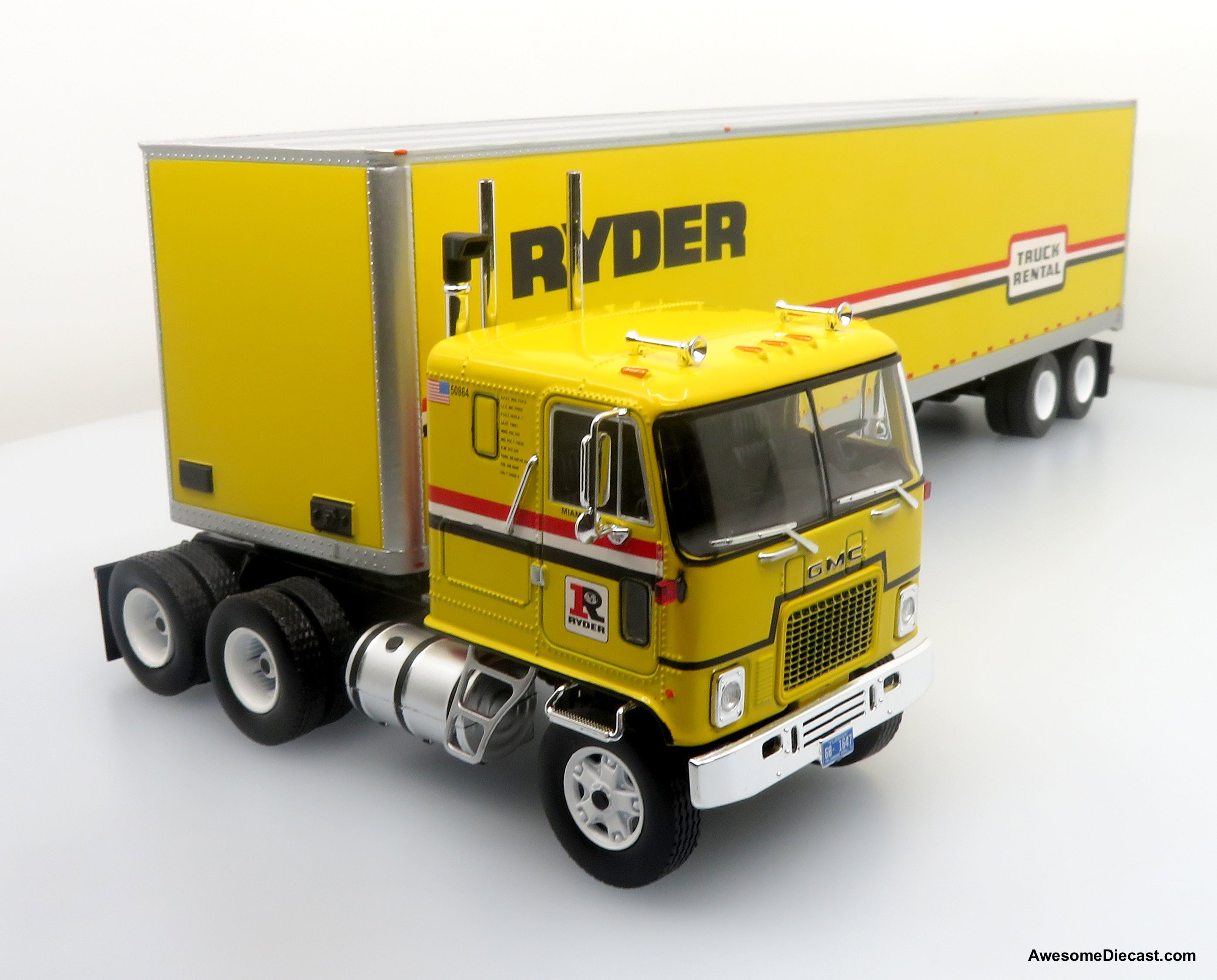 1970 GMC Astro 95 Tractor & Trailer: Ryder Truck Rental 1:43 Diecast/ABS Plastic Model Truck by Iconic Replicas