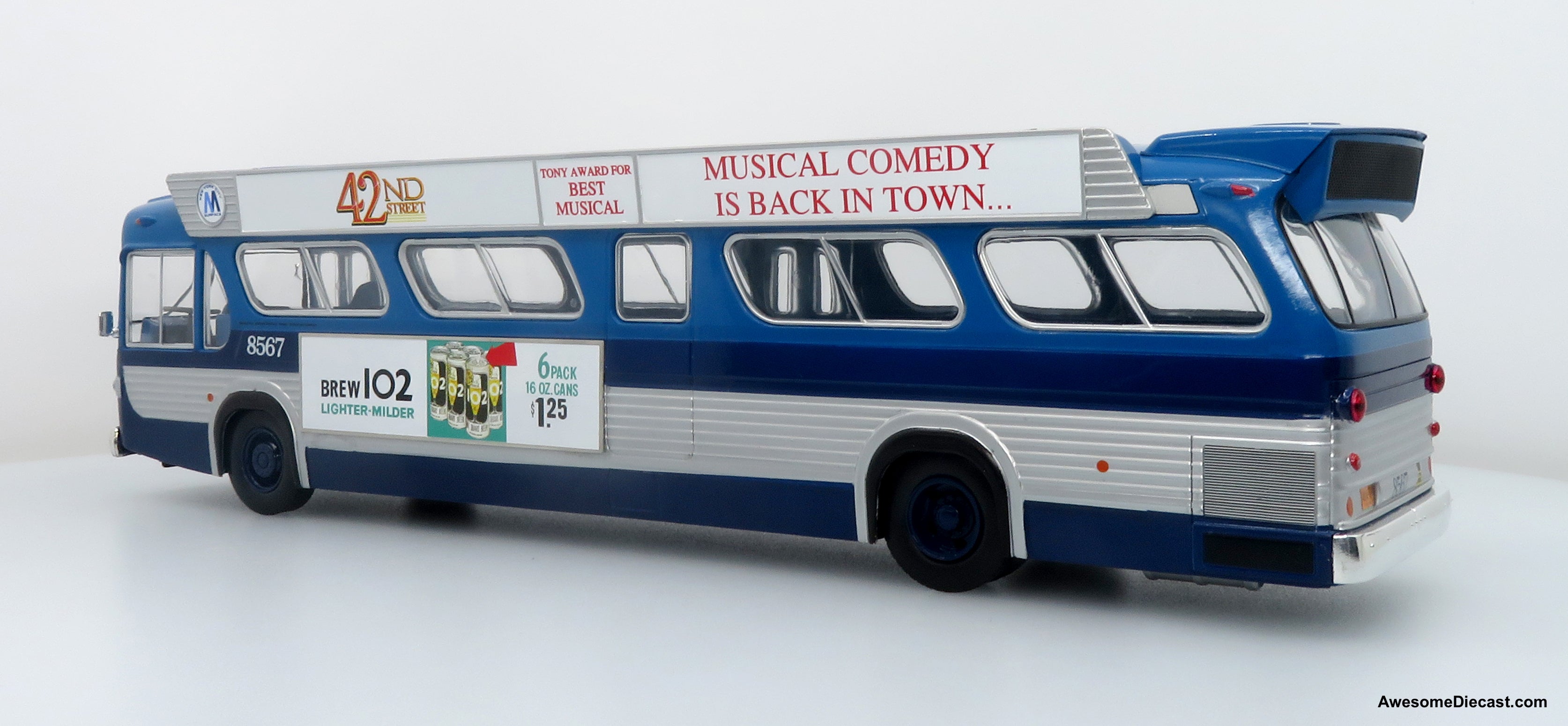 1963 GM TDH-5303 Transit Bus: MTA New York City 1:43 ABS Plastic Bus Model by Iconic Replicas
