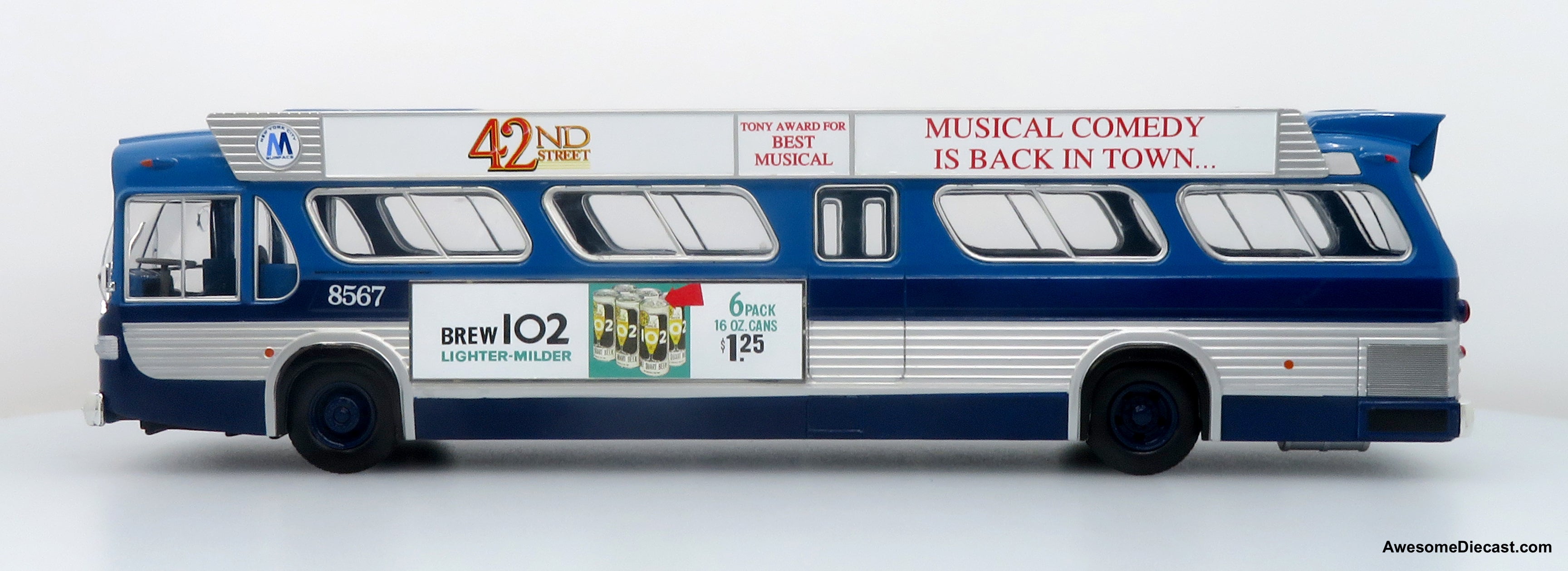 1963 GM TDH-5303 Transit Bus: MTA New York City 1:43 ABS Plastic Bus Model by Iconic Replicas