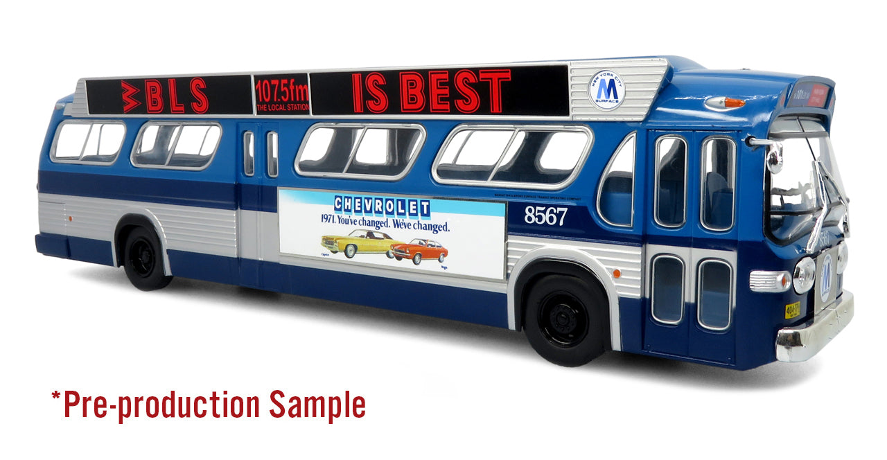 1963 GM TDH-5303 Transit Bus: MTA New York City 1:43 ABS Plastic Bus Model by Iconic Replicas