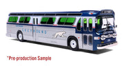 1963 GM TDH-5303 Transit Bus: Greyhound Bus Lines 1:43 ABS Plastic Bus Model by Iconic Replicas