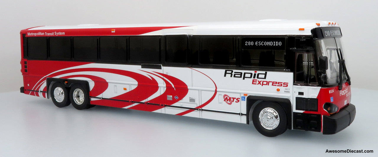 MCI D4500CT Coach: San Diego MTS Rapid Express 1:50 Model Bus by Iconic Replicas
