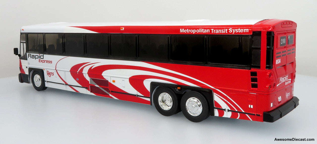 MCI D4500CT Coach: San Diego MTS Rapid Express 1:50 Model Bus by Iconic Replicas