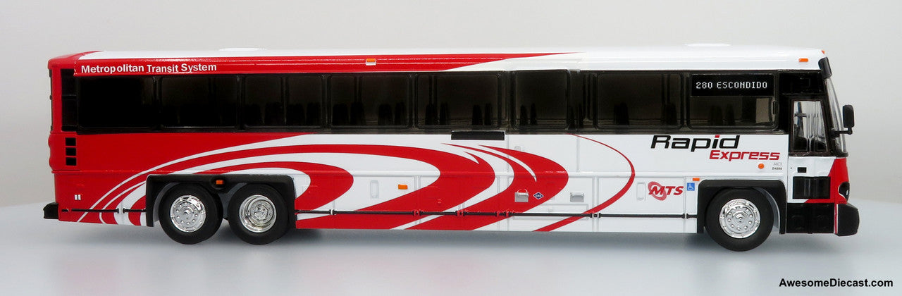MCI D4500CT Coach: San Diego MTS Rapid Express 1:50 Model Bus by Iconic Replicas