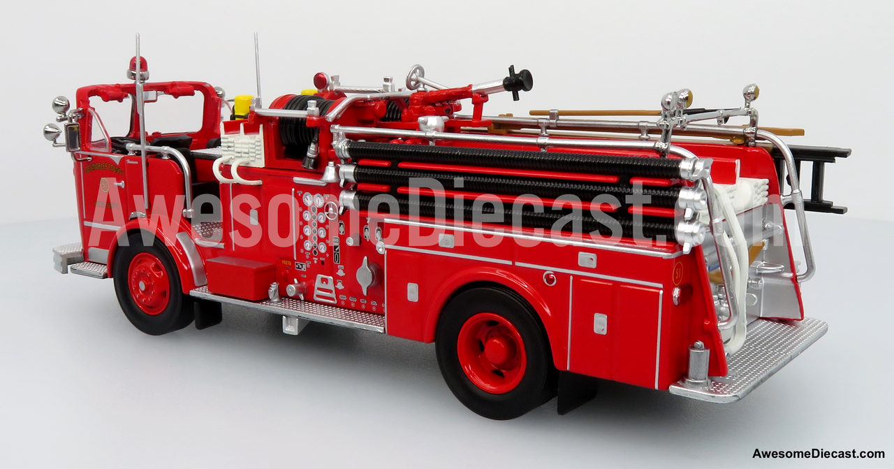 1965 Crown FireCoach: LACoFD Engine 51 - 1:50 Diecast Fire Truck Model by Iconic Replicas