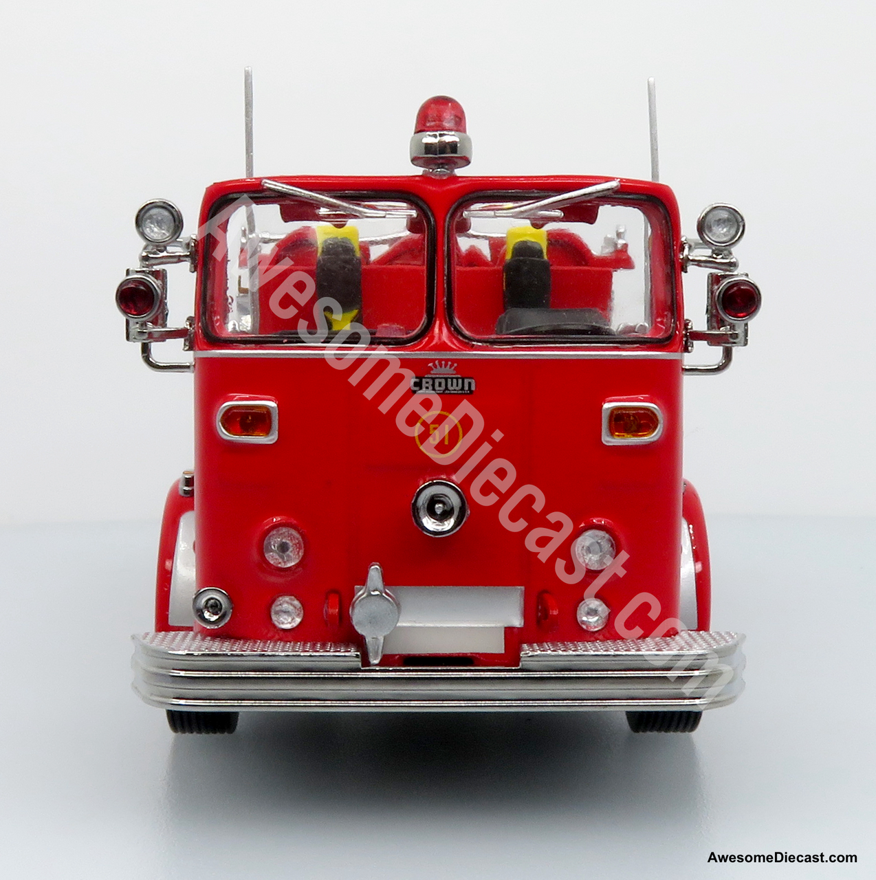 1965 Crown FireCoach: LACoFD Engine 51 - 1:50 Diecast Fire Truck Model by Iconic Replicas