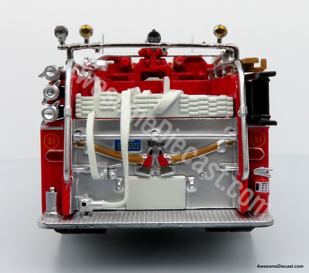 1965 Crown FireCoach: LACoFD Engine 51 - 1:50 Diecast Fire Truck Model by Iconic Replicas