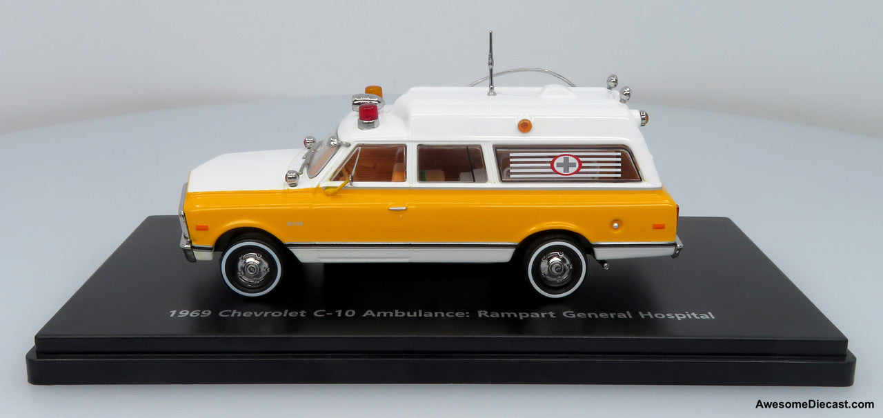 Last One!! 1969 Chevrolet C-10 Ambulance: Rampart General Hospital 1:50 Diecast Model Car by Iconic Replicas