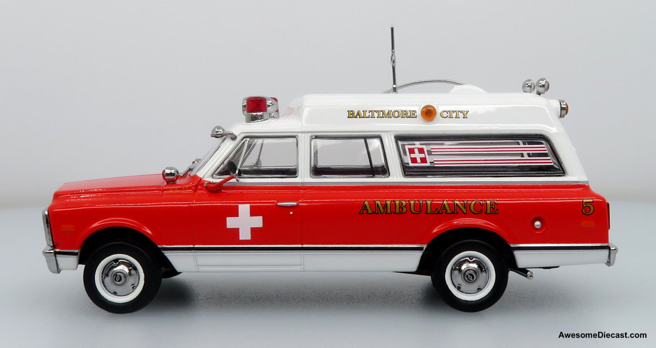 1969 Chevrolet C-10 Ambulance: Baltimore City Fire Department 1:50 Diecast Model Car by Iconic Replicas