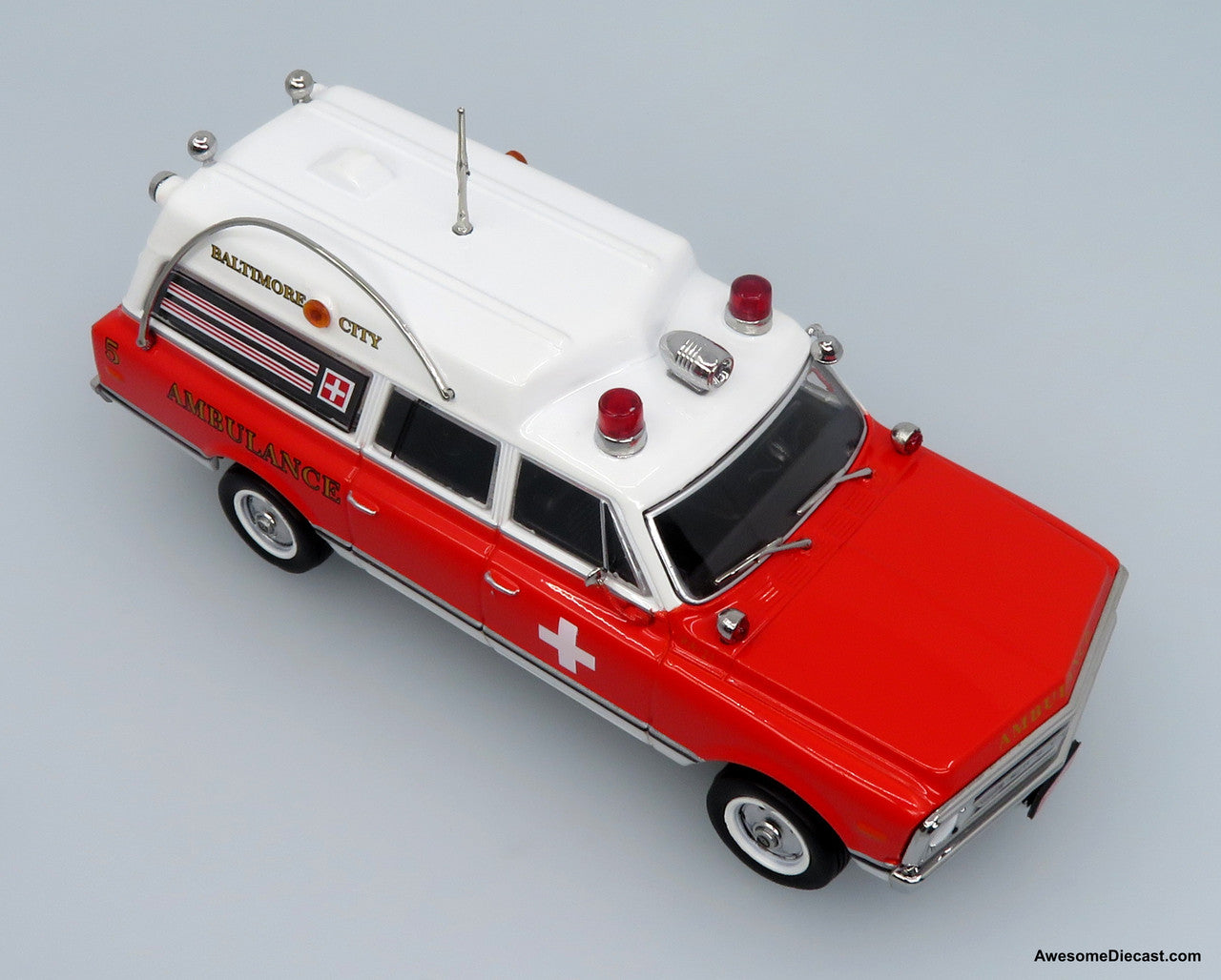 1969 Chevrolet C-10 Ambulance: Baltimore City Fire Department 1:50 Diecast Model Car by Iconic Replicas